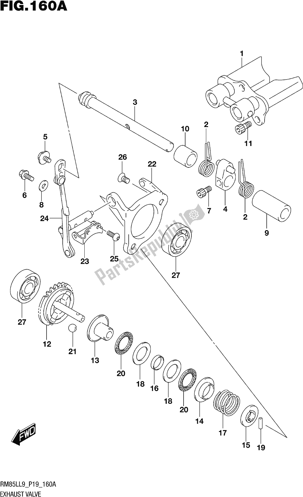 Todas las partes para Fig. 160a Exhaust Valve de Suzuki RM 85L 2019