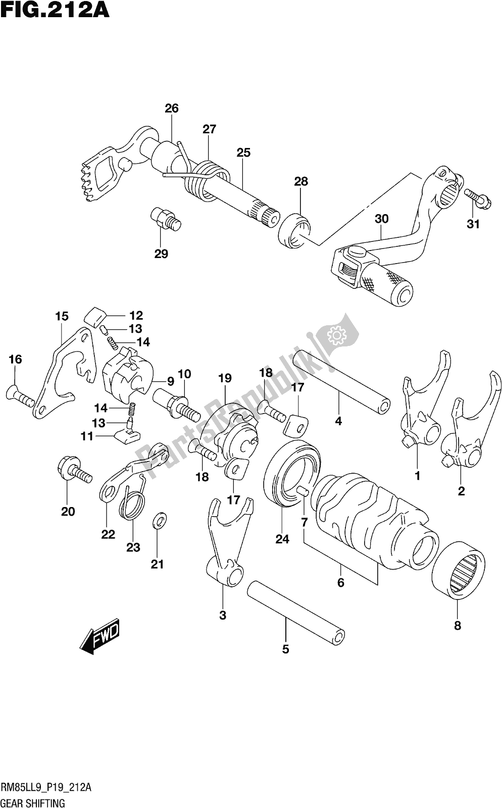 Todas las partes para Fig. 212a Gear Shifting de Suzuki RM 85L 2019