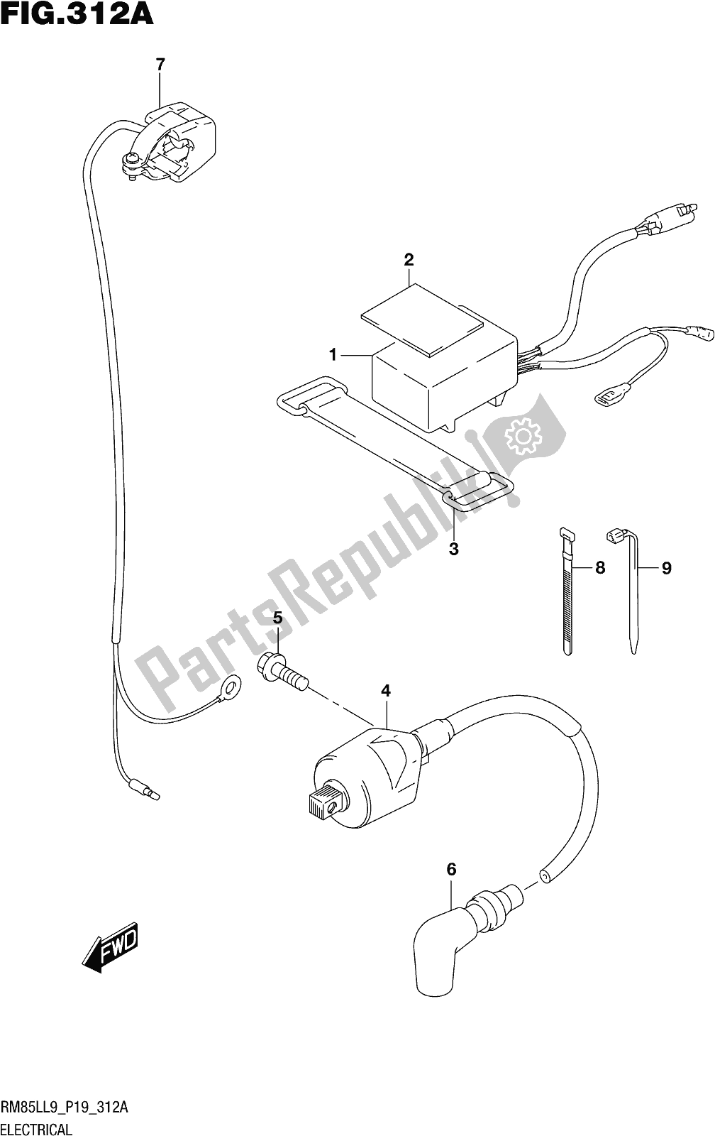 Todas las partes para Fig. 312a Electrical de Suzuki RM 85L 2019