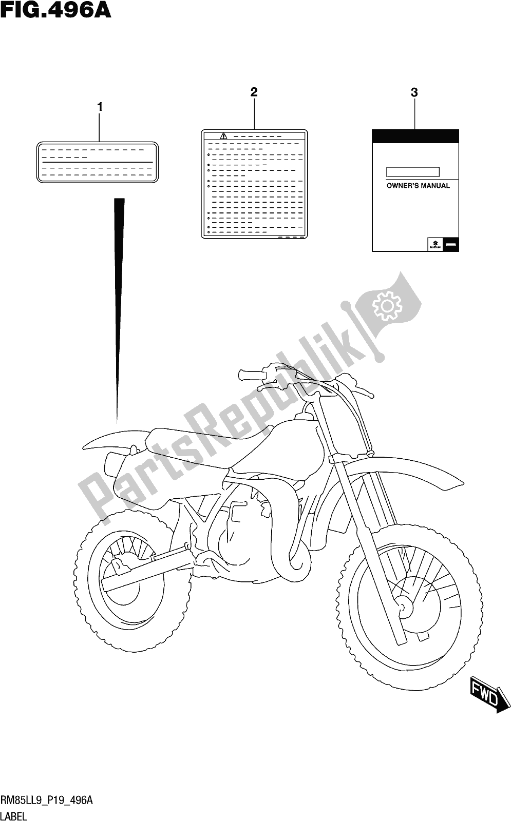 Todas las partes para Fig. 496a Label de Suzuki RM 85L 2019