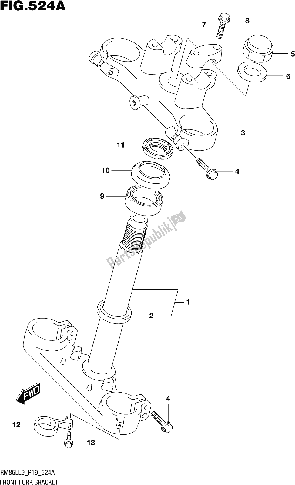 Todas las partes para Fig. 524a Stem, Steering de Suzuki RM 85L 2019