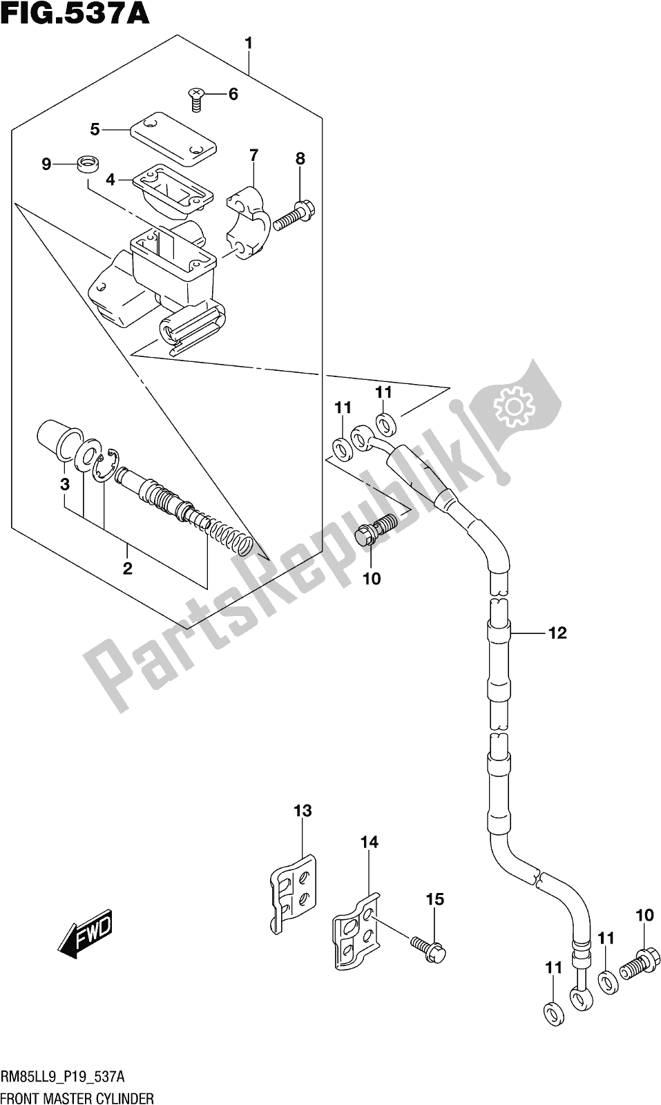 Todas las partes para Fig. 537a Front Master Cylinder de Suzuki RM 85L 2019