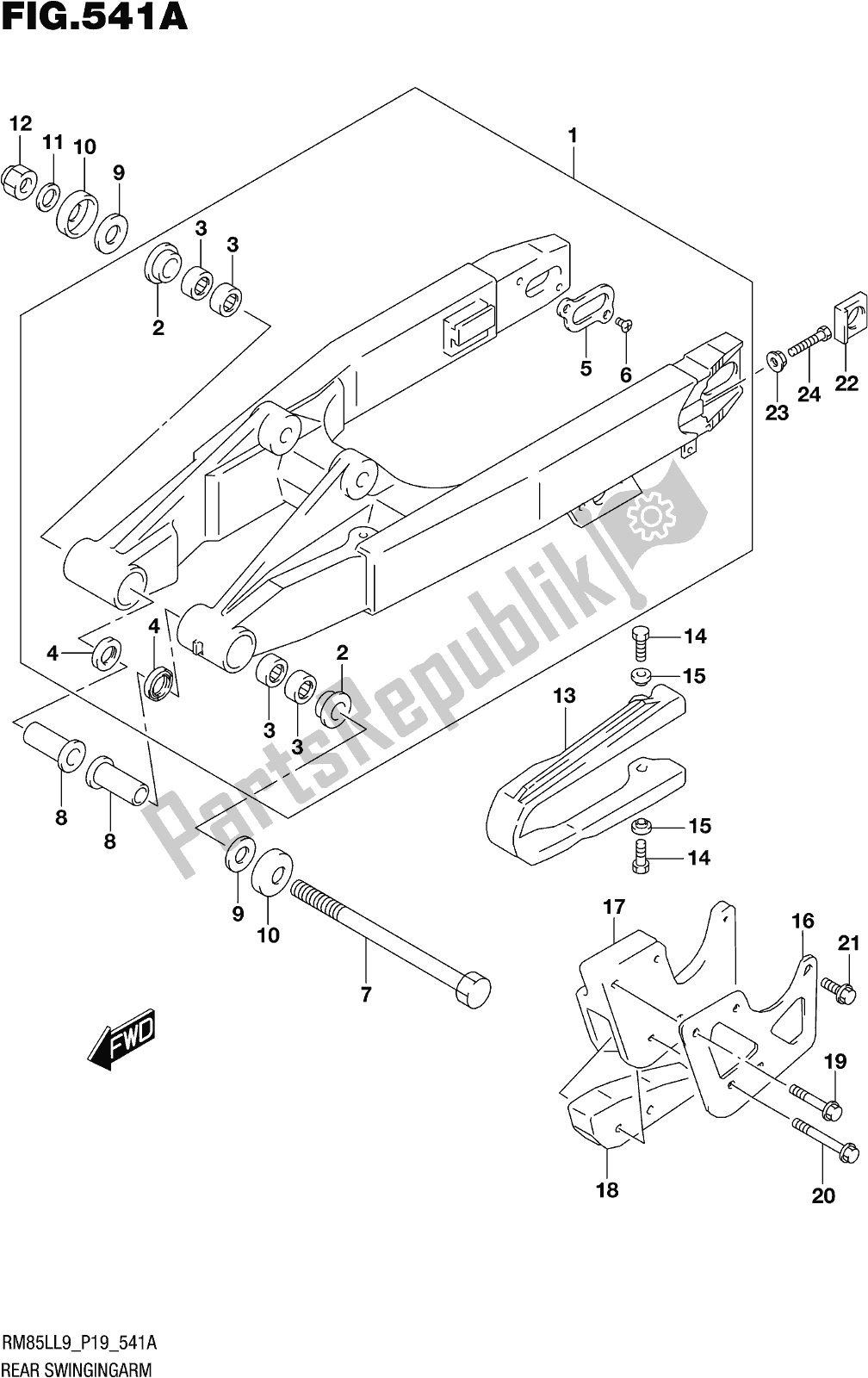 Wszystkie części do Fig. 541a Rear Swingingarm Suzuki RM 85L 2019