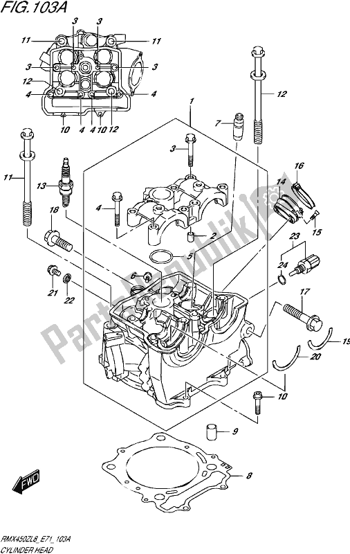 Todas as partes de Cabeça De Cilindro do Suzuki RMX 450Z 2018