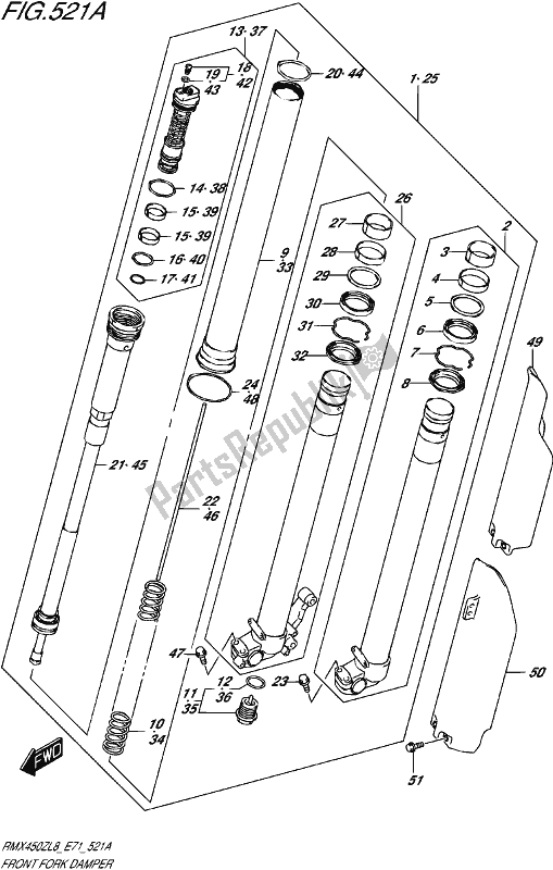 Tutte le parti per il Ammortizzatore Forcella Anteriore del Suzuki RMX 450Z 2018