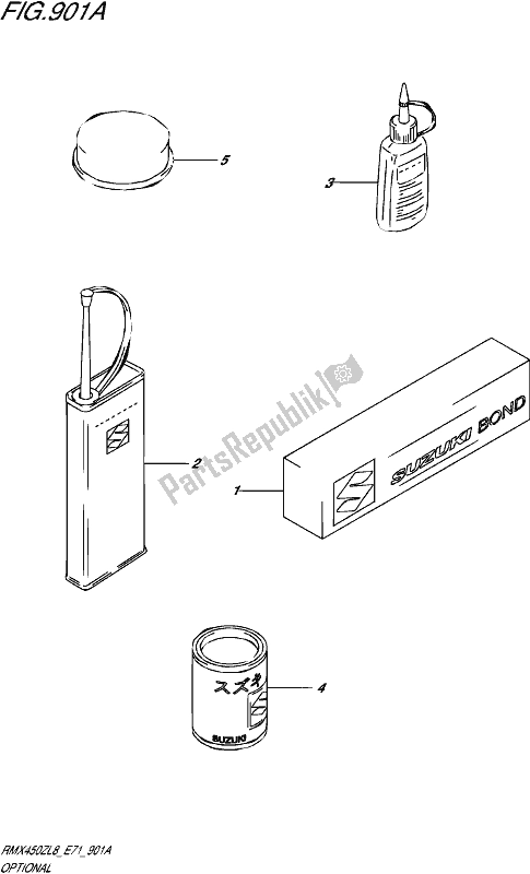 Todas as partes de Opcional do Suzuki RMX 450Z 2018