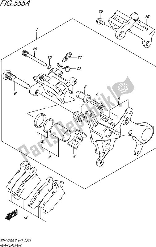 Tutte le parti per il Pinza Posteriore del Suzuki RMX 450Z 2018