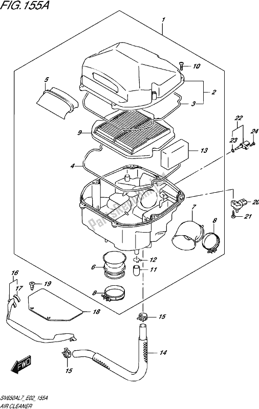 All parts for the Air Cleaner of the Suzuki SV 650A 2017