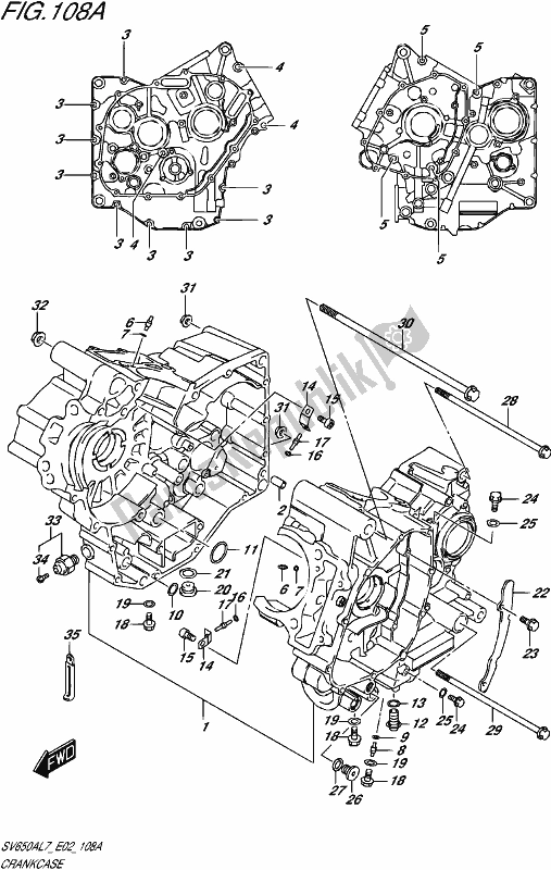 All parts for the Crankcase of the Suzuki SV 650A 2017