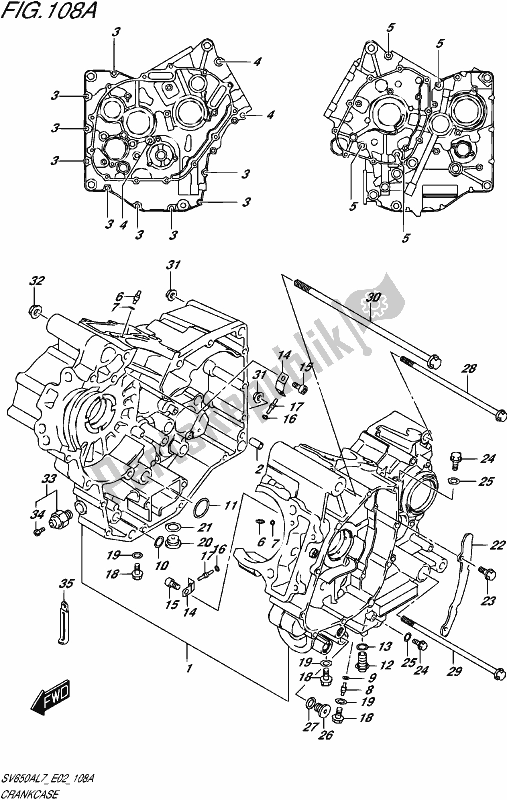 All parts for the Crankcase of the Suzuki SV 650A 2017