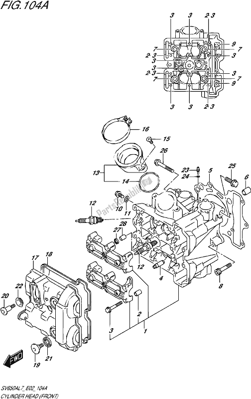 Tutte le parti per il Testata (anteriore) del Suzuki SV 650A 2017