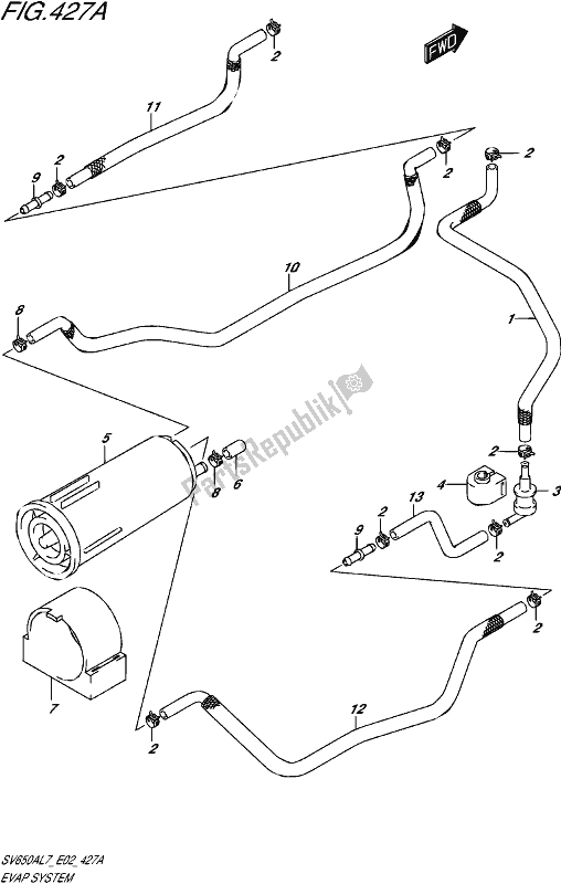 Alle onderdelen voor de Evap System van de Suzuki SV 650A 2017