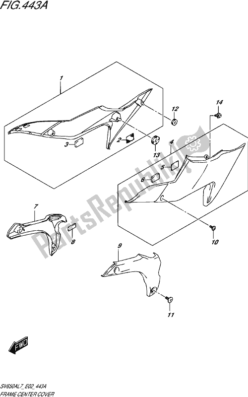 Tutte le parti per il Copertura Centrale Del Telaio del Suzuki SV 650A 2017