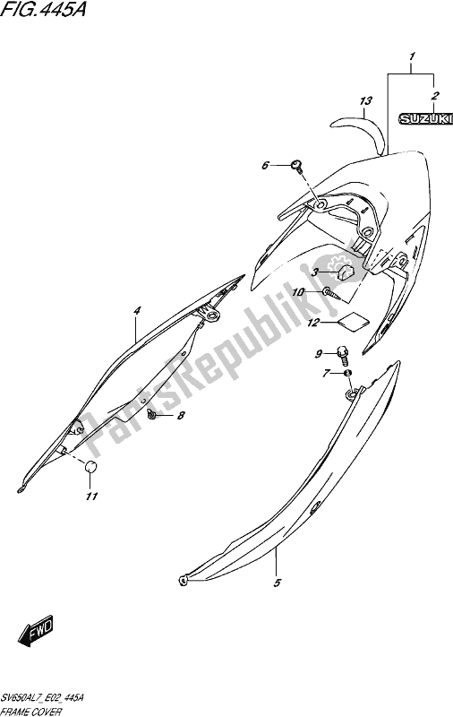 All parts for the Frame Cover (ykv) of the Suzuki SV 650A 2017