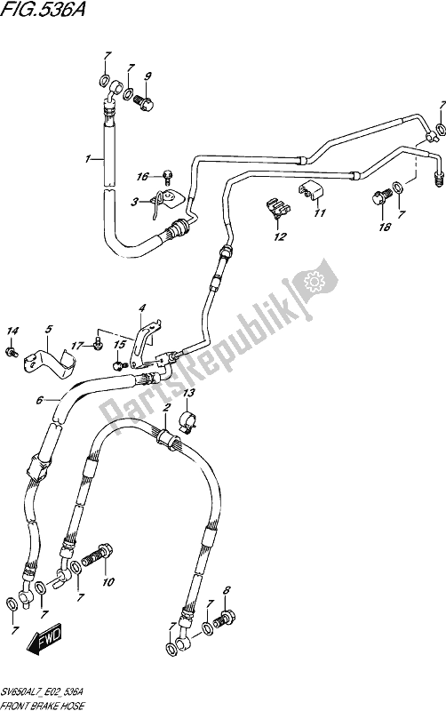 Tutte le parti per il Tubo Freno Anteriore del Suzuki SV 650A 2017