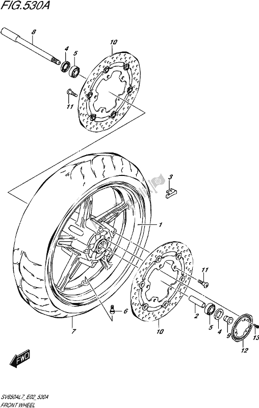 Tutte le parti per il Ruota Anteriore del Suzuki SV 650A 2017