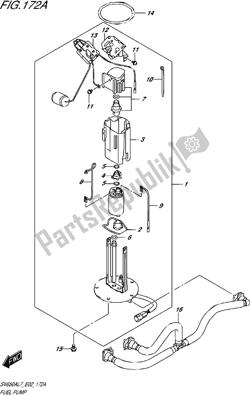 All parts for the Fuel Pump of the Suzuki SV 650A 2017