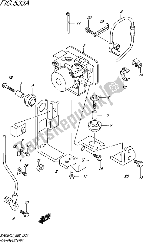 Alle onderdelen voor de Hydraulische Eenheid van de Suzuki SV 650A 2017