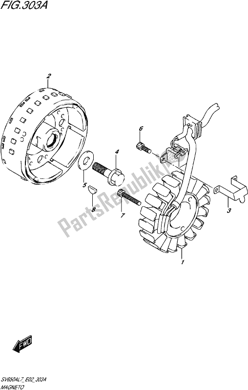 All parts for the Magneto of the Suzuki SV 650A 2017