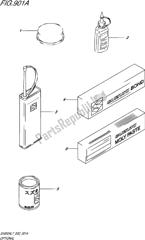 Tutte le parti per il Opzionale del Suzuki SV 650A 2017