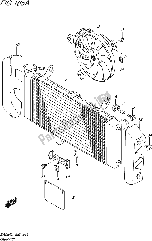 Alle onderdelen voor de Radiator van de Suzuki SV 650A 2017