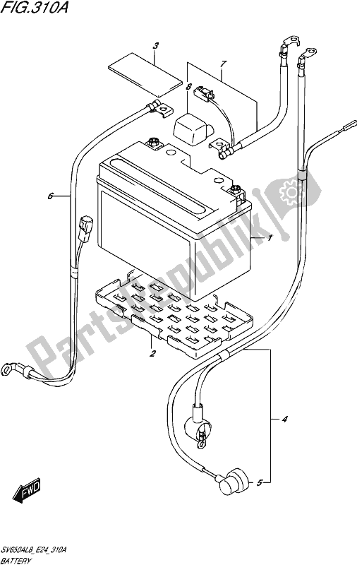 All parts for the Battery of the Suzuki SV 650A 2018