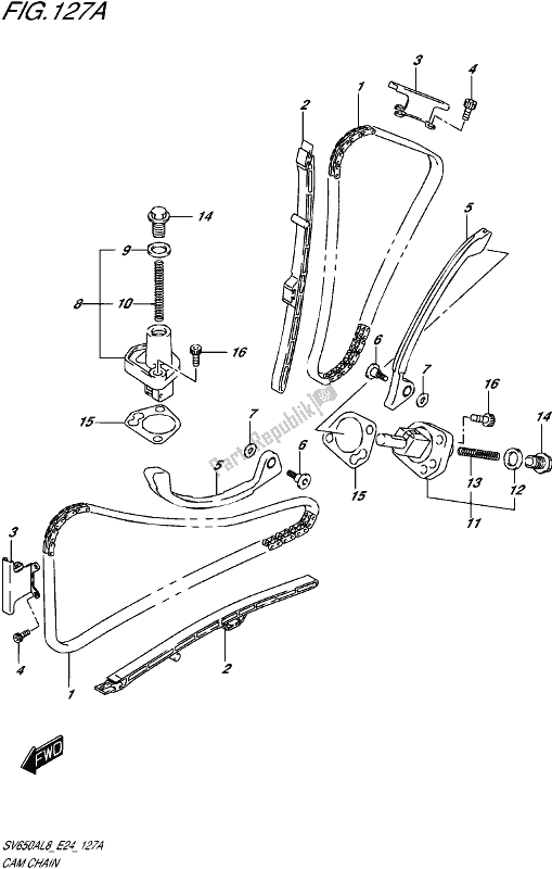 All parts for the Cam Chain of the Suzuki SV 650A 2018