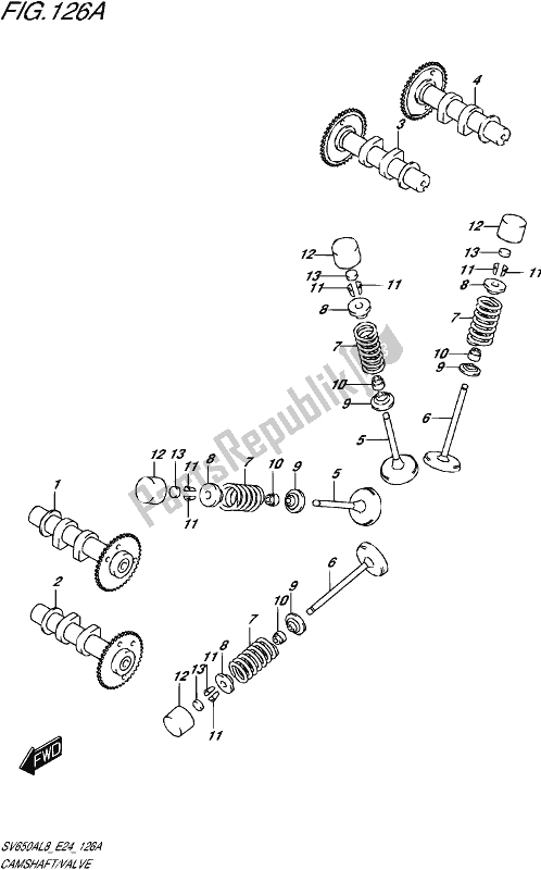 All parts for the Camshaft/valve of the Suzuki SV 650A 2018