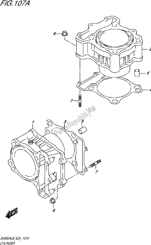 All parts for the Cylinder of the Suzuki SV 650A 2018