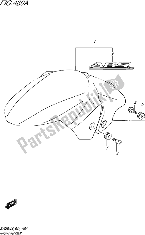 All parts for the Front Fender of the Suzuki SV 650A 2018