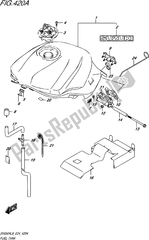 All parts for the Fuel Tank (sv650al8 E24) (for Yvb,ykv) of the Suzuki SV 650A 2018