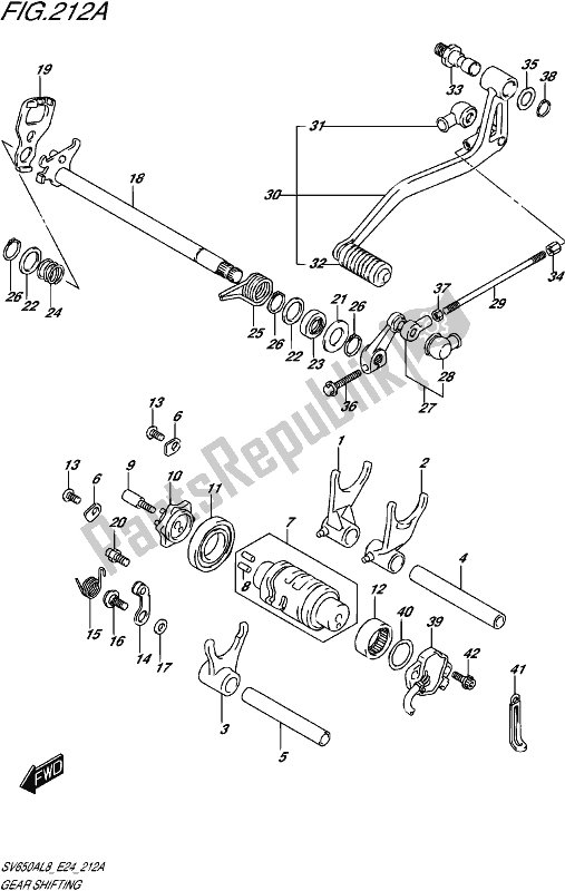 All parts for the Gear Shifting of the Suzuki SV 650A 2018