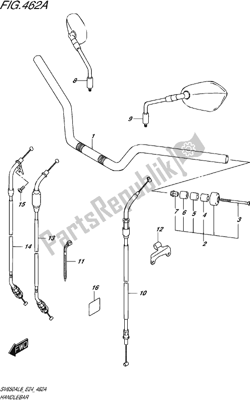 All parts for the Handlebar of the Suzuki SV 650A 2018