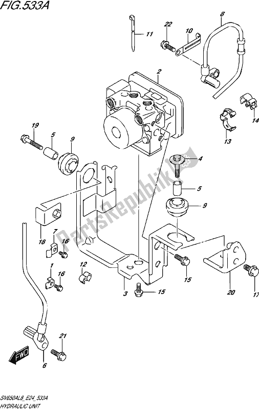 All parts for the Hydraulic Unit of the Suzuki SV 650A 2018