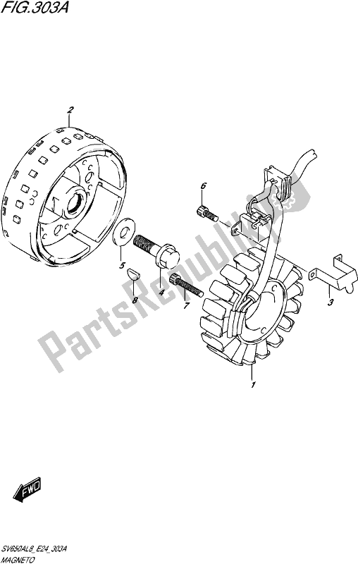 All parts for the Magneto of the Suzuki SV 650A 2018