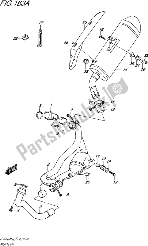 All parts for the Muffler of the Suzuki SV 650A 2018