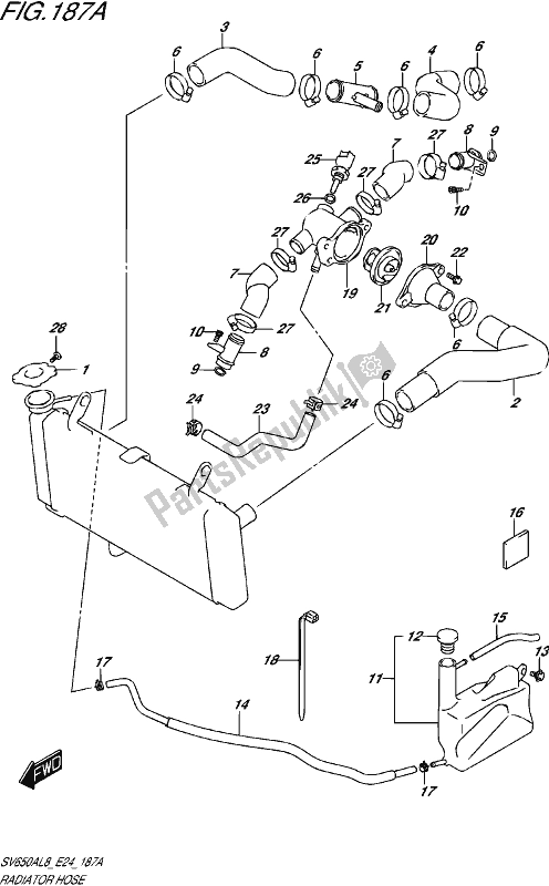 All parts for the Radiator Hose of the Suzuki SV 650A 2018