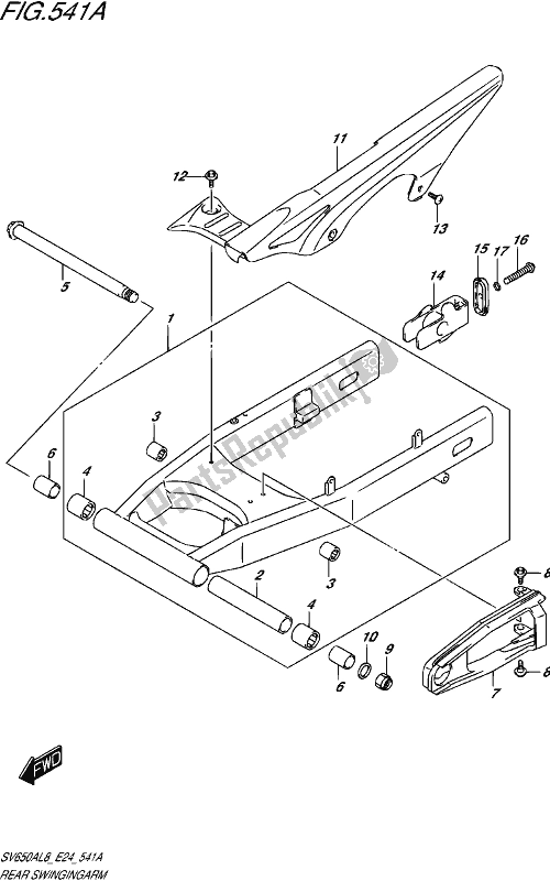 All parts for the Rear Swingingarm of the Suzuki SV 650A 2018