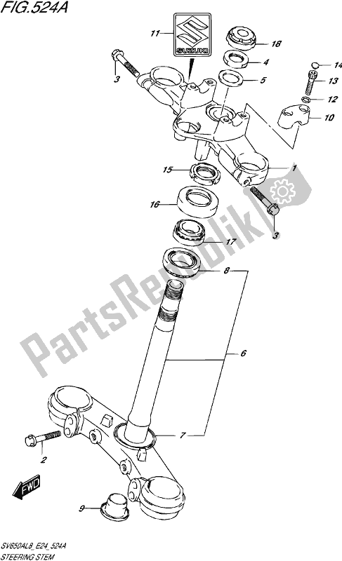 All parts for the Steering Stem of the Suzuki SV 650A 2018