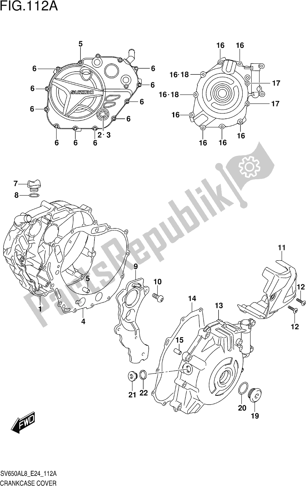 Toutes les pièces pour le Fig. 112a Crankcase Cover du Suzuki SV 650 AU 2018