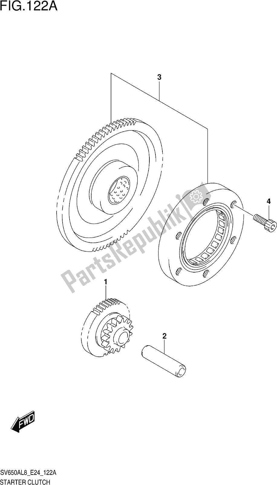 Todas as partes de Fig. 122a Starter Clutch do Suzuki SV 650 AU 2018