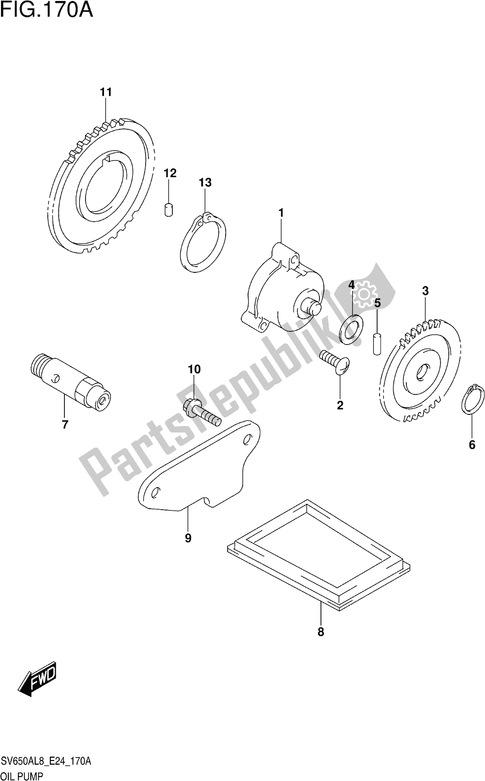 Alle onderdelen voor de Fig. 170a Oil Pump van de Suzuki SV 650 AU 2018