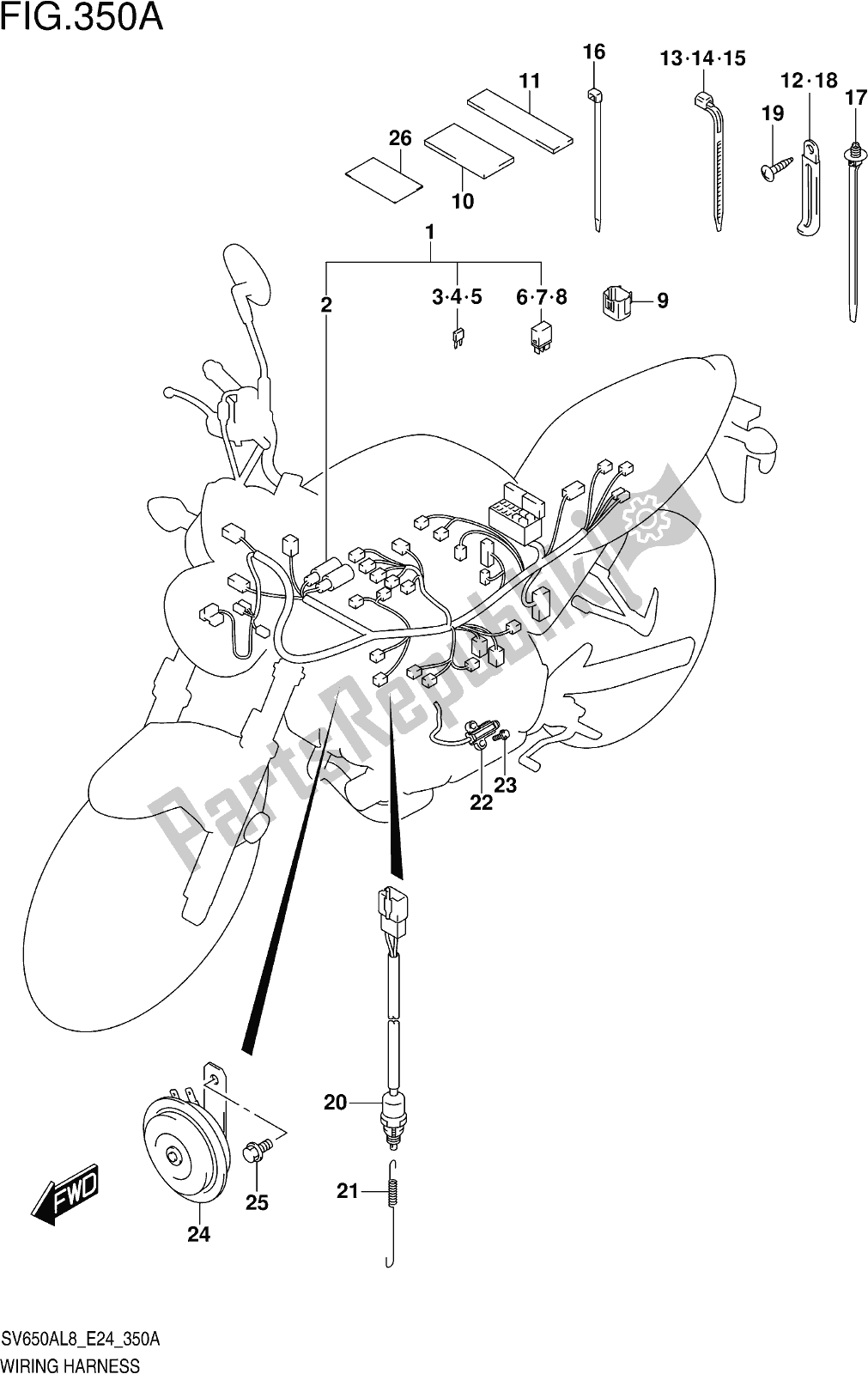 Wszystkie części do Fig. 350a Wiring Harness Suzuki SV 650 AU 2018