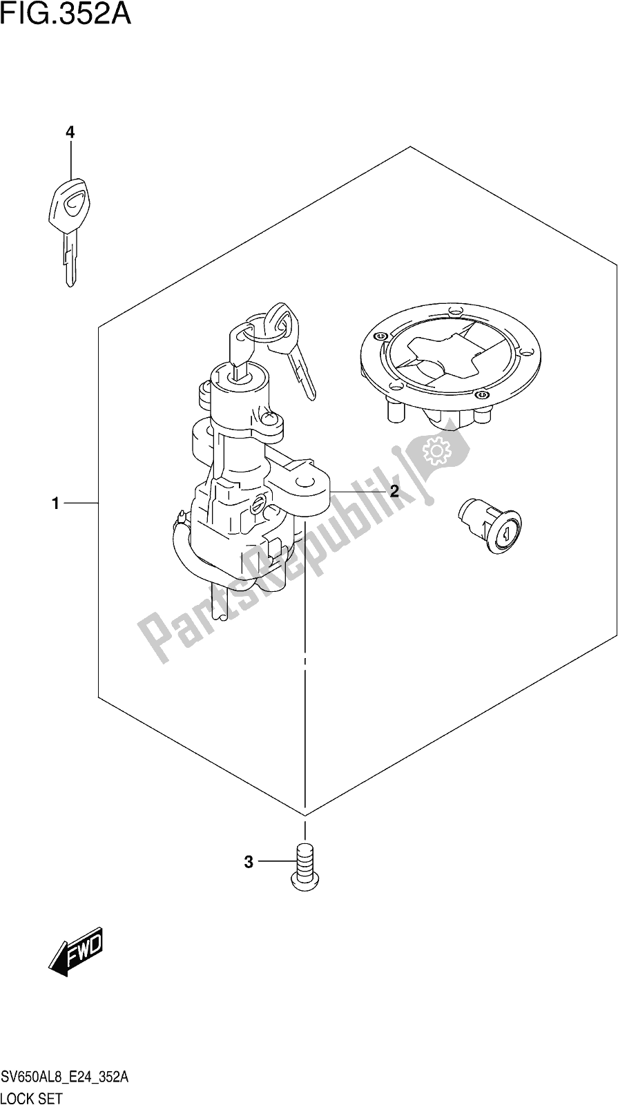 Toutes les pièces pour le Fig. 352a Lock Set du Suzuki SV 650 AU 2018