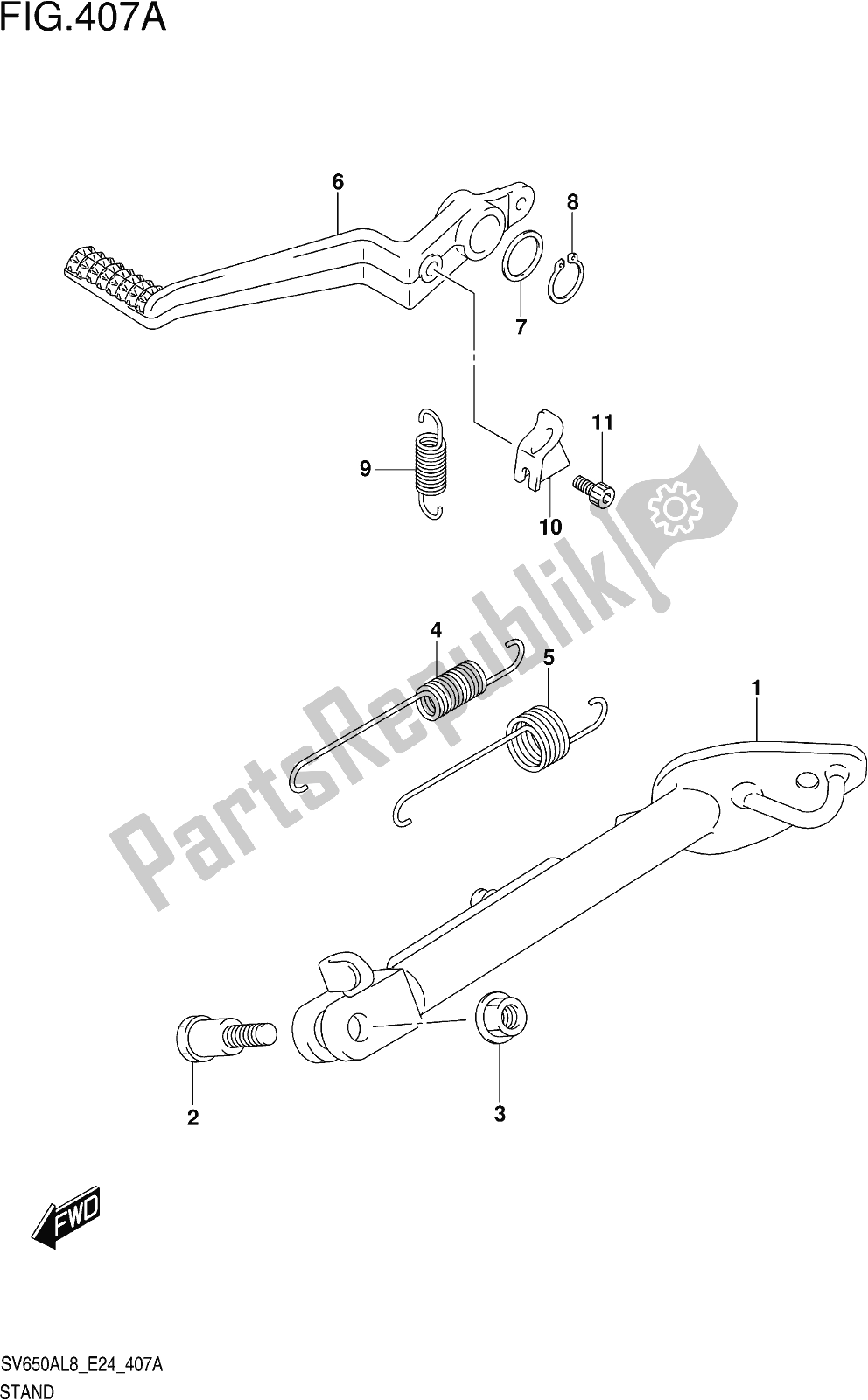 Toutes les pièces pour le Fig. 407a Stand du Suzuki SV 650 AU 2018