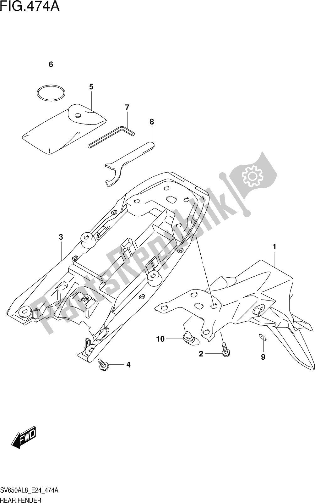 Tutte le parti per il Fig. 474a Rear Fender del Suzuki SV 650 AU 2018