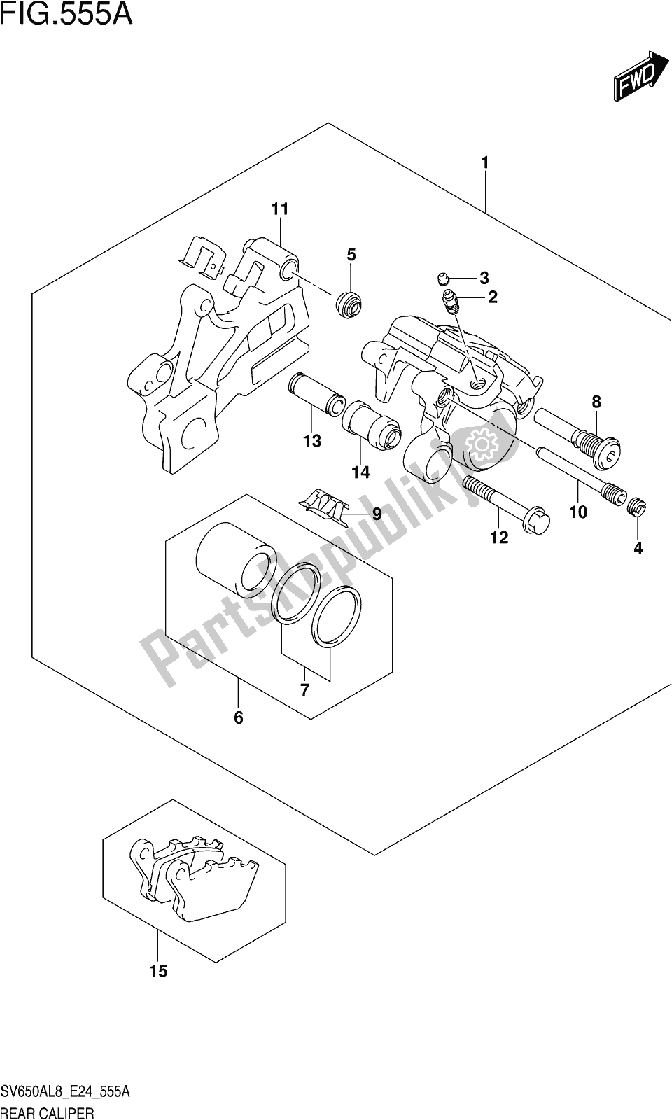 Todas las partes para Fig. 555a Rear Caliper de Suzuki SV 650 AU 2018