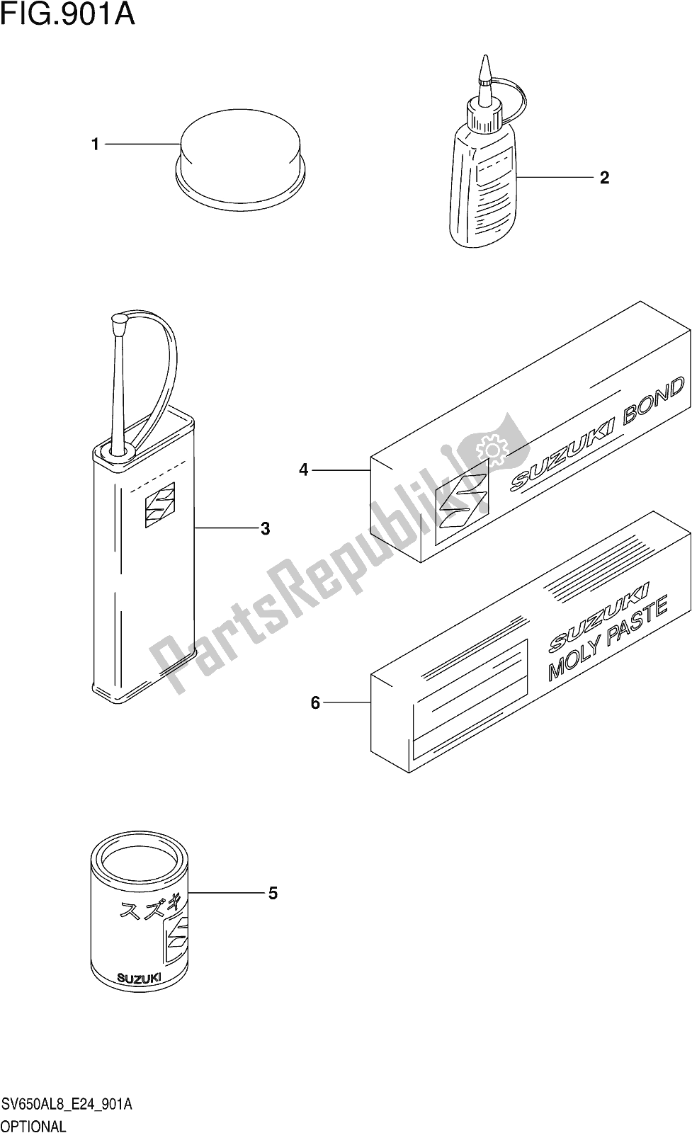 Wszystkie części do Fig. 901a Optional Suzuki SV 650 AU 2018