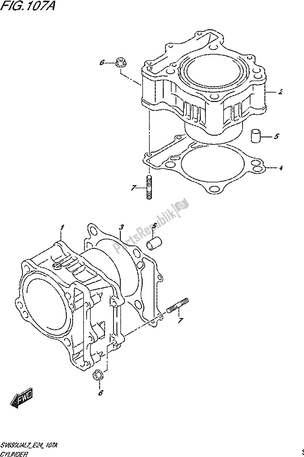 Wszystkie części do Fig. 107a Cylinder Suzuki SV 650 UA 2017