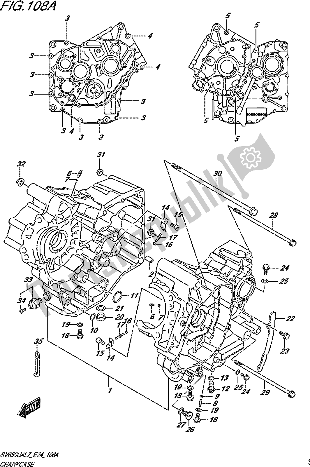 Alle onderdelen voor de Fig. 108a Crankcase van de Suzuki SV 650 UA 2017